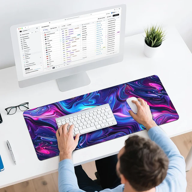 Alt view image 6 of 7 - Yuhijoy Gaming Mouse Pad - (31.5"×11.8") Topographic Large Mouse Pads for Desk - Desk Mat for Keyboard and Mouse with Non-Slip Base, Desks Pad Matfor Game/Office & Home