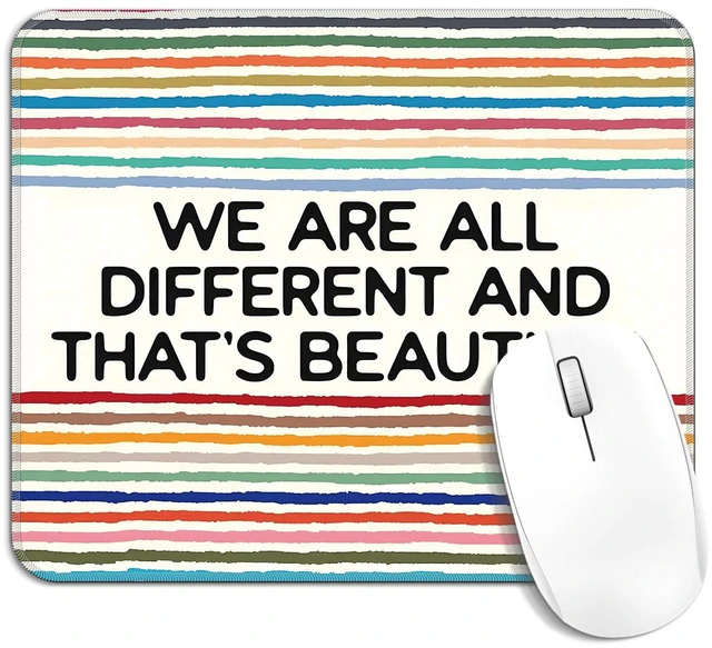 Main image of Cquwb Inspirational Diversity Mouse Pad, Equality Motivational Rainbow Square Mousepad Mouse Mat with Anti-Slip Rubber Base for Computer Laptop Therapy Office Home Desk, 9.5x7.9 in