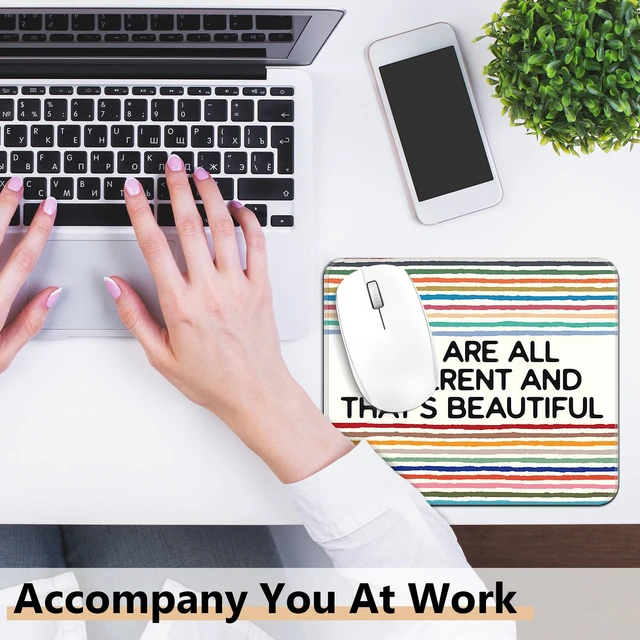 Alt view image 5 of 7 - Cquwb Inspirational Diversity Mouse Pad, Equality Motivational Rainbow Square Mousepad Mouse Mat with Anti-Slip Rubber Base for Computer Laptop Therapy Office Home Desk, 9.5x7.9 in