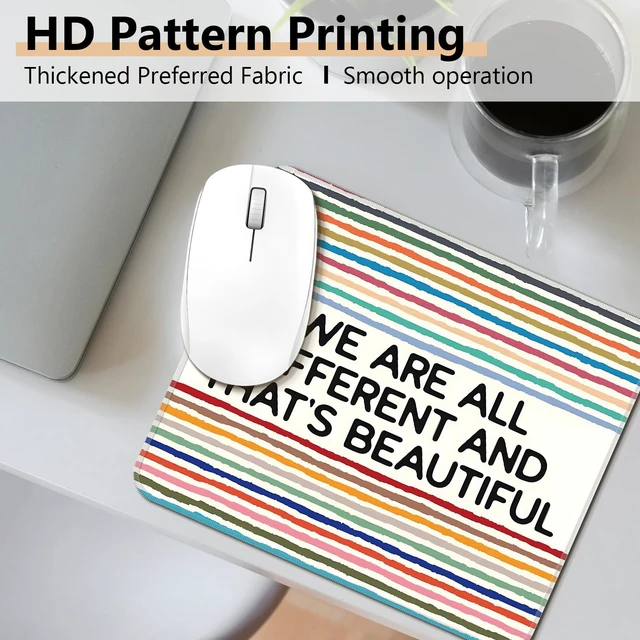 Alt view image 6 of 7 - Cquwb Inspirational Diversity Mouse Pad, Equality Motivational Rainbow Square Mousepad Mouse Mat with Anti-Slip Rubber Base for Computer Laptop Therapy Office Home Desk, 9.5x7.9 in