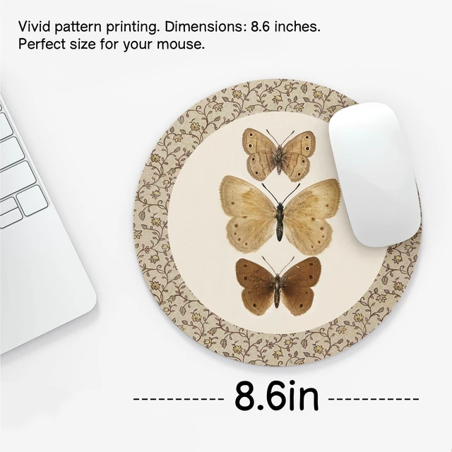 Alt view image 2 of 6 - NaZaUK Vintage Butterfly Mouse Pad, Mouse Pads for Desk, Neutral Retro Butterfly Moth Mousepad for Office Dorm Computer Laptop Gaming, Desk Accessories, 8.7x8.7 Inch