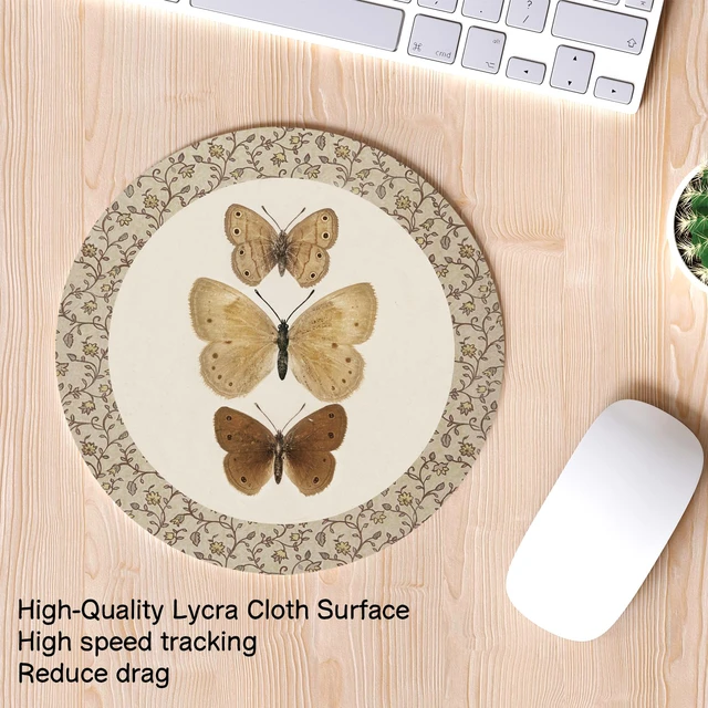 Alt view image 3 of 6 - NaZaUK Vintage Butterfly Mouse Pad, Mouse Pads for Desk, Neutral Retro Butterfly Moth Mousepad for Office Dorm Computer Laptop Gaming, Desk Accessories, 8.7x8.7 Inch