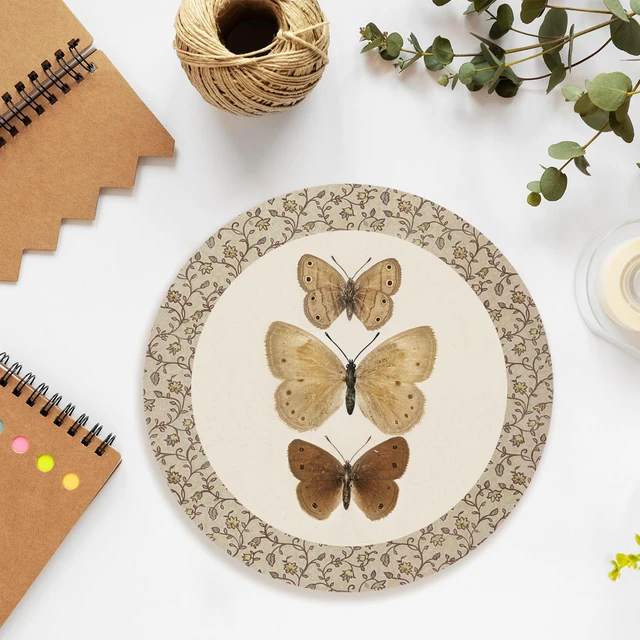 Alt view image 5 of 6 - NaZaUK Vintage Butterfly Mouse Pad, Mouse Pads for Desk, Neutral Retro Butterfly Moth Mousepad for Office Dorm Computer Laptop Gaming, Desk Accessories, 8.7x8.7 Inch
