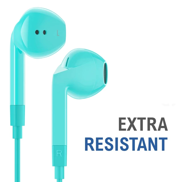 Alt view image 6 of 7 - LUDOS FEROX Wired Earbuds in-Ear Headphones, 5 Year Warranty, Earphones with Microphone, Noise Isolation Corded for 3.5mm Jack Ear Buds for iPhone, Samsung, Laptop, Kids, School Students - Turquoise