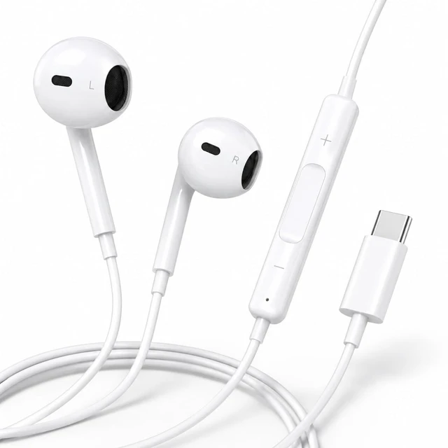 Main image of 1 Pack Wired Headphones USB C Earbuds with Microphone for iPhone | Semi-In-Ear Type C Headset with Volume Control and Balanced Sound for iPhone 15/16/17/18, iPad, Galaxy, Pixel and MacBook