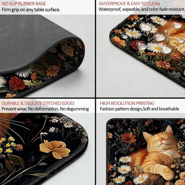 Alt view image 7 of 7 - gsgfdshf Gothic Moody Floral Orange Tabby Cat Mouse Pad, Dark Academia Cottagecore Wildflower Cat Mouse Pad for Work Computers Laptop Home Office Dorm Desk Accessories, 9.5x7.9 Inch