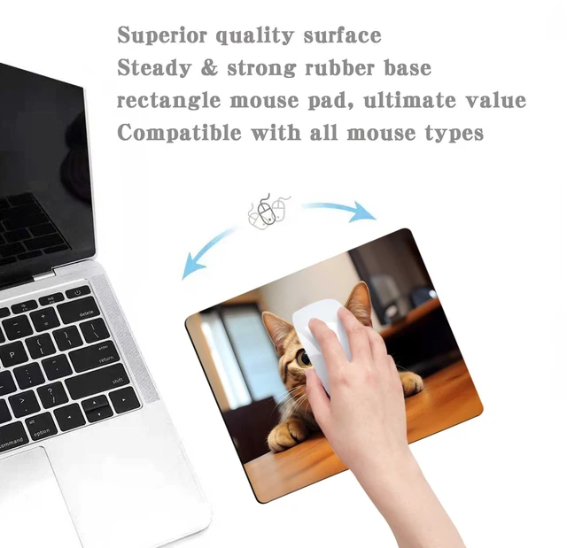 Alt view image 3 of 6 - Cute Cat Square Mouse Pads for Wireless Mouse,Small Office Computer Mousepad for Desk Laptop,Non-Slip Rubber Base Mouse Pads for Desk Laptop Computer