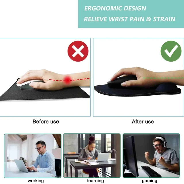 Alt view image 2 of 7 - Mouse Pad with Wrist Support, Ergonomic Mouse Pad with Memory Foam Wrist Rest Cushion, Non-Slip Rubber Base Gaming Mice Pad for Home Office Computer Laptop, Navy Blue