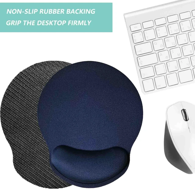 Alt view image 4 of 7 - Mouse Pad with Wrist Support, Ergonomic Mouse Pad with Memory Foam Wrist Rest Cushion, Non-Slip Rubber Base Gaming Mice Pad for Home Office Computer Laptop, Navy Blue