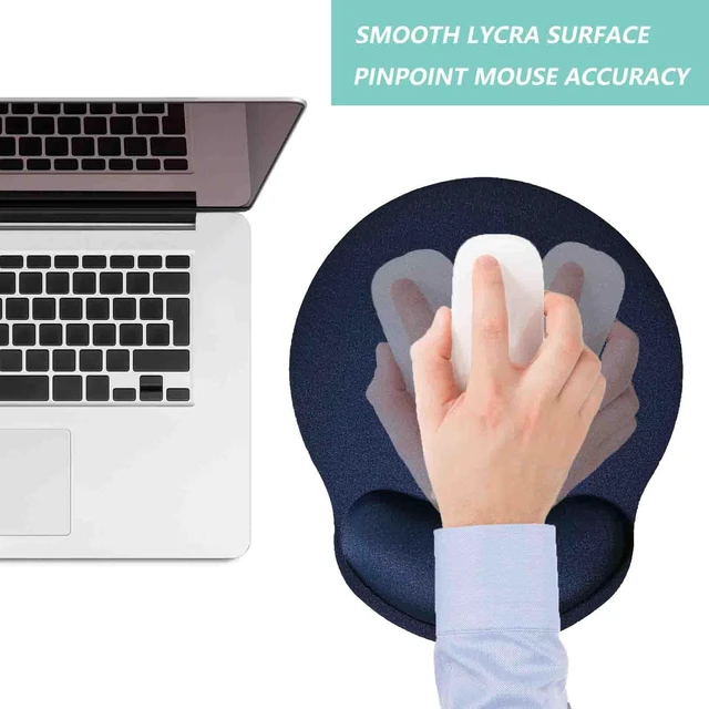 Alt view image 7 of 7 - Mouse Pad with Wrist Support, Ergonomic Mouse Pad with Memory Foam Wrist Rest Cushion, Non-Slip Rubber Base Gaming Mice Pad for Home Office Computer Laptop, Navy Blue