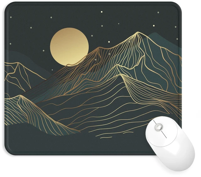 Main image of eulps Mouse Pad with Stitched Edge, Multiple Patterns Computer Mouse Pads with Non-Slip Rubber Base, Washable Cloth Mousepad, for Gaming, Laptop, PC (Lunar Peaks)