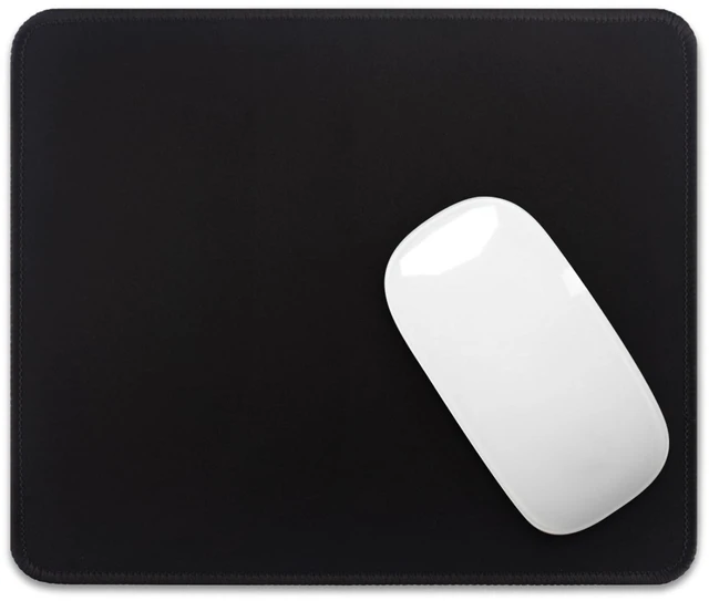Main image of FROGIGO Mouse Pad with Stitched Edges - Classic Black Mousepad for Women, 9.25 x 7.75 inch Washable Square Desk Pad, Non-Slip Rubber Base, Office Home Laptop Accessories - Classic Black