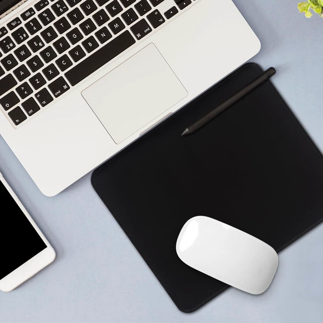Alt view image 4 of 6 - FROGIGO Mouse Pad with Stitched Edges - Classic Black Mousepad for Women, 9.25 x 7.75 inch Washable Square Desk Pad, Non-Slip Rubber Base, Office Home Laptop Accessories - Classic Black