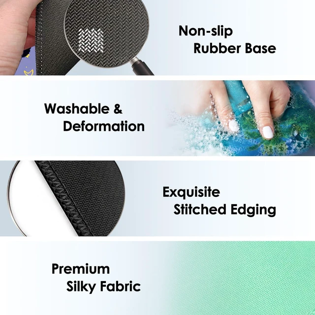 Alt view image 5 of 6 - FROGIGO Mouse Pad with Stitched Edges - Classic Black Mousepad for Women, 9.25 x 7.75 inch Washable Square Desk Pad, Non-Slip Rubber Base, Office Home Laptop Accessories - Classic Black