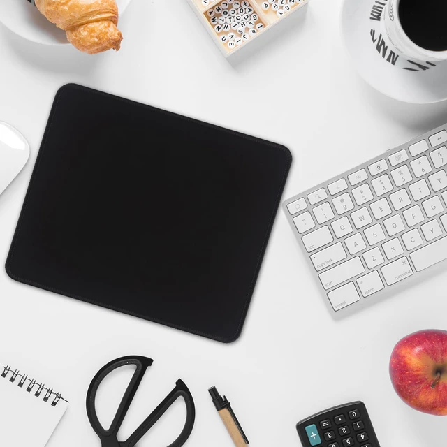 Alt view image 6 of 6 - FROGIGO Mouse Pad with Stitched Edges - Classic Black Mousepad for Women, 9.25 x 7.75 inch Washable Square Desk Pad, Non-Slip Rubber Base, Office Home Laptop Accessories - Classic Black