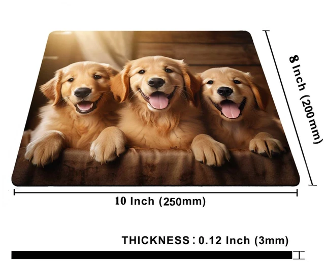 Alt view image 2 of 6 - Cute Dog Mouse Pad,Three Adorable Golden Retrievers Healing Smiles That Blend Seamlessly with The Warmth of a Lazy Afternoon Sun Mouse Pad, Non-Slip Rubber Base Mousepad Waterproof for Kids Desk Pad