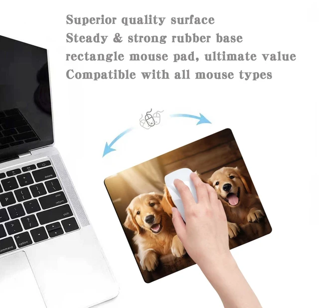 Alt view image 3 of 6 - Cute Dog Mouse Pad,Three Adorable Golden Retrievers Healing Smiles That Blend Seamlessly with The Warmth of a Lazy Afternoon Sun Mouse Pad, Non-Slip Rubber Base Mousepad Waterproof for Kids Desk Pad