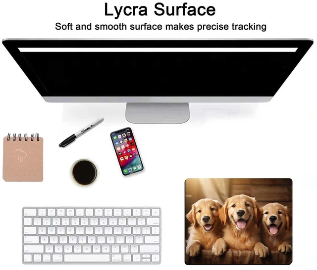 Alt view image 6 of 6 - Cute Dog Mouse Pad,Three Adorable Golden Retrievers Healing Smiles That Blend Seamlessly with The Warmth of a Lazy Afternoon Sun Mouse Pad, Non-Slip Rubber Base Mousepad Waterproof for Kids Desk Pad