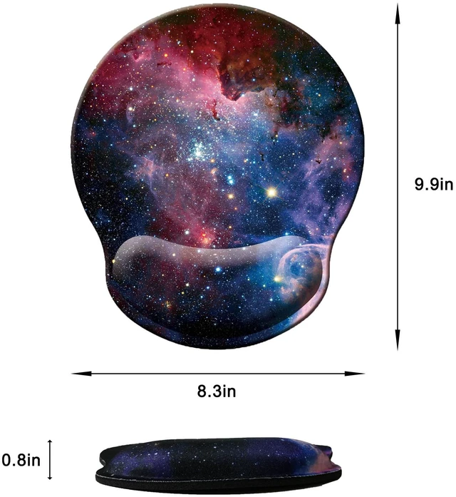 Alt view image 6 of 7 - Mouse Pad with Wrist Support, Ergonomic Mouse Pad with Memory Foam Wrist Rest Cushion, Non-Slip Rubber Base Gaming Mice Pad for Home Office Computer Laptop, Starry Sky Colorful