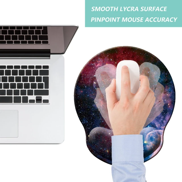 Alt view image 7 of 7 - Mouse Pad with Wrist Support, Ergonomic Mouse Pad with Memory Foam Wrist Rest Cushion, Non-Slip Rubber Base Gaming Mice Pad for Home Office Computer Laptop, Starry Sky Colorful
