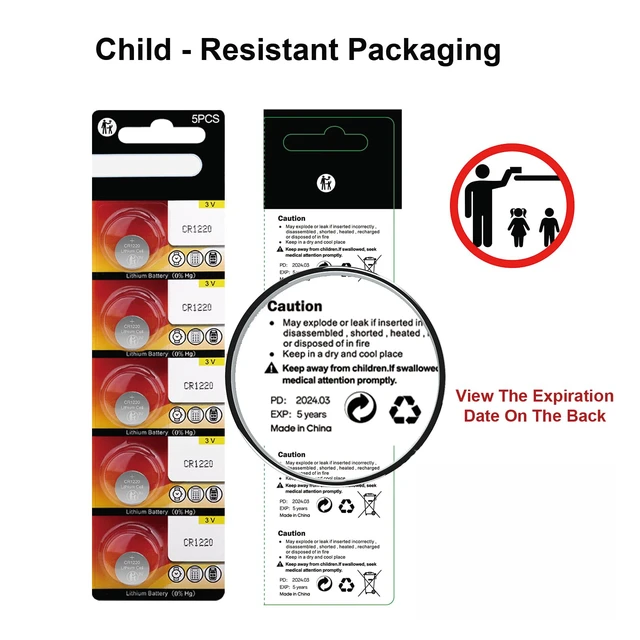 Alt view image 5 of 5 - JOXIYECLTL CR1220 3V Lithium Battery CR 1220 Button Cell Battery(60 Pack)