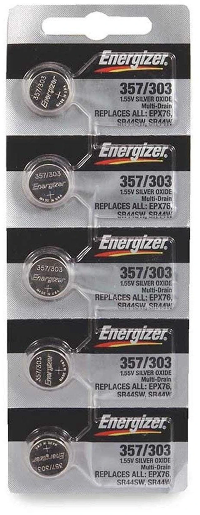 Main image of Energizer 357/303 Silver Oxide Battery: Card of 5