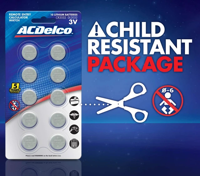 Alt view image 6 of 7 - Powermax ACDelco CR2032 3V Lithium Coin Cell Battery, Watch and Electronics Button Batteries, 10-Count,Silver,AC669