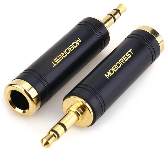 Main image of MOBOREST 3.5mm to 1/4" Jack Adapter Headphone adapte, Pure Copper, Black 2P | 1/8 to 1/4 Aux Converter, Solid Brass 6.35mm Headset Adapter for Guitar Amp, Mixer, Studio, Home Theater & Live Stage Use
