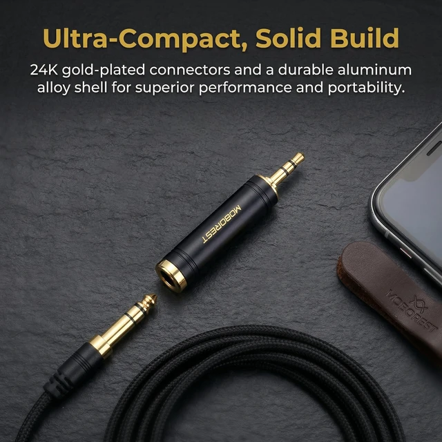 Alt view image 2 of 7 - MOBOREST 3.5mm to 1/4" Jack Adapter Headphone adapte, Pure Copper, Black 2P | 1/8 to 1/4 Aux Converter, Solid Brass 6.35mm Headset Adapter for Guitar Amp, Mixer, Studio, Home Theater & Live Stage Use