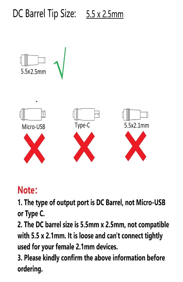 Alt view image 2 of 7 - 5V 1A DC Power Supply Adapter, 100-240V AC to DC 5V 1A 0.8A 0.5A 450mA | Power Adapter Cord with Connector Size 5.5x2.5mm Barrel Interface, Black