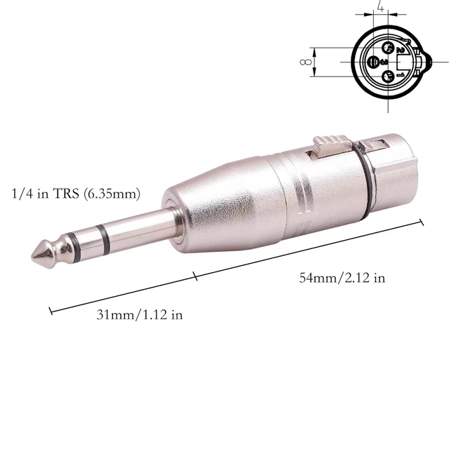 Alt view image 2 of 7 - 1/4 to XLR Adapter 4 Pack, 1/4" TRS to XLR (2 Pair), 2pcs Male to Male and 2pcs Male to Female, Balanced Quarter Inch 6.35mm Male to XLRMale/Female Adapters for Mixers, Microphones, Amplifiers