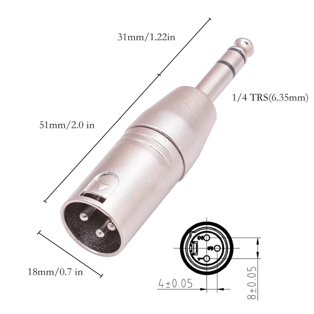 Alt view image 3 of 7 - 1/4 to XLR Adapter 4 Pack, 1/4" TRS to XLR (2 Pair), 2pcs Male to Male and 2pcs Male to Female, Balanced Quarter Inch 6.35mm Male to XLRMale/Female Adapters for Mixers, Microphones, Amplifiers