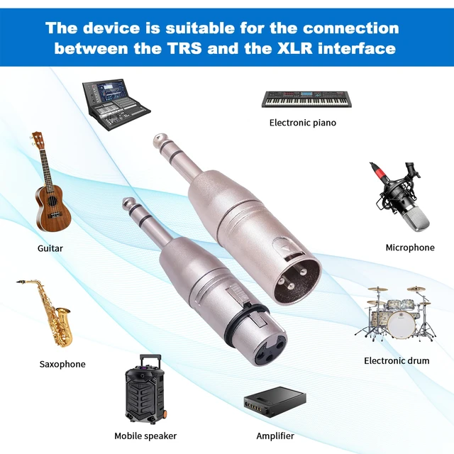 Alt view image 4 of 7 - 1/4 to XLR Adapter 4 Pack, 1/4" TRS to XLR (2 Pair), 2pcs Male to Male and 2pcs Male to Female, Balanced Quarter Inch 6.35mm Male to XLRMale/Female Adapters for Mixers, Microphones, Amplifiers