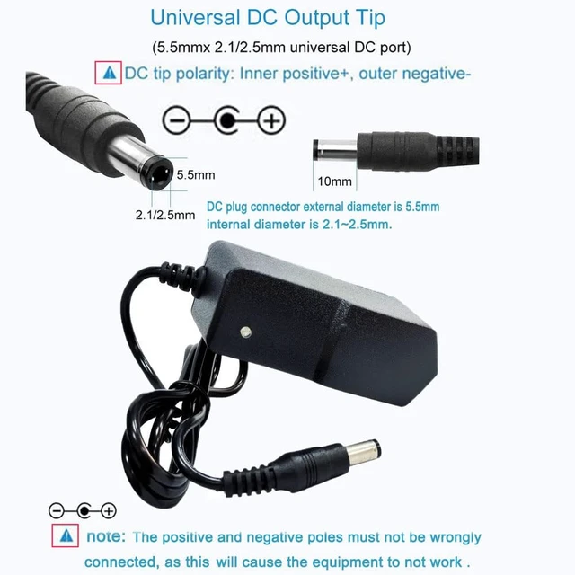 Alt view image 5 of 7 - 5V 2A DC Power Supply Adapter 10W AC/DC Wall Plug Adapter 100V-240V AC to DC 5 Volt 2Amp 1Amp Replacement Power Cord with 5.5mm*2.5mm DC tip for 5v led Strip Lights Cameras