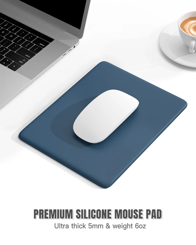 Alt view image 2 of 7 - Auhoahsil Small Mouse Pad, 7.1 x 8.7 x 0.2 in Thick Computer Mousepad with Anti-Slip Silicone Base, Portable & Washable Mini Desk Mats, Cute Mouse Mat for for Laptop Wireless Travel Gaming, Navy Blue