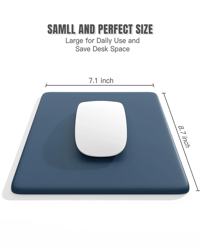 Alt view image 5 of 7 - Auhoahsil Small Mouse Pad, 7.1 x 8.7 x 0.2 in Thick Computer Mousepad with Anti-Slip Silicone Base, Portable & Washable Mini Desk Mats, Cute Mouse Mat for for Laptop Wireless Travel Gaming, Navy Blue