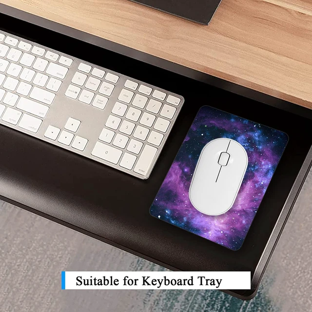 Alt view image 3 of 7 - Atufseat Small Mouse Pad, Mini Mouse Pad 6" x 8", Thick Rubber Waterproof Mouse Mat, Cute Mousepad for Women Men Kids Wireless Mouse Mini Laptops Keyboard Tray Home Office Travel, Blue Purple Galaxy