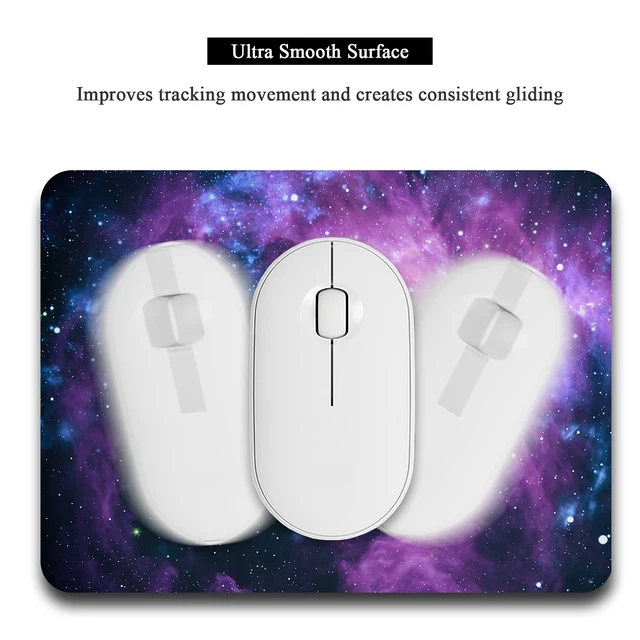 Alt view image 5 of 7 - Atufseat Small Mouse Pad, Mini Mouse Pad 6" x 8", Thick Rubber Waterproof Mouse Mat, Cute Mousepad for Women Men Kids Wireless Mouse Mini Laptops Keyboard Tray Home Office Travel, Blue Purple Galaxy