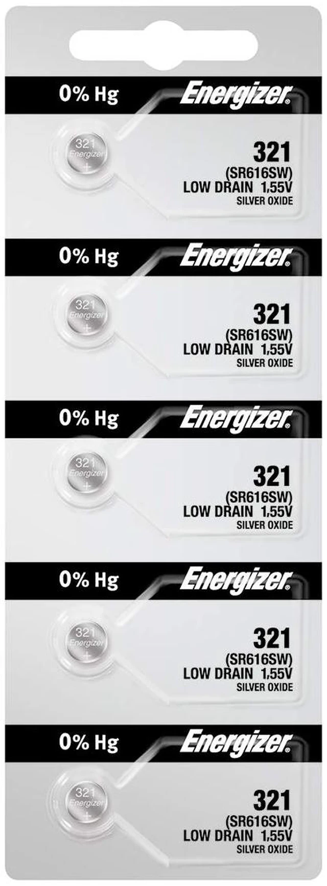 Main image of 5 321 Energizer Watch Batteries SR616SW Battery Cell (5 Batteries Per Pack)