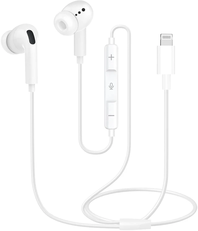 Main image of Apple MFi Certified iPhone Headphones Wired with Lightning Connector | Built-in Mic & Volume Control HiFi Stereo Nosie Reduction Earphones Compatible with iPhone 14/13/12/11/XR/XS/X/8/7 /iPad