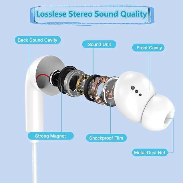 Alt view image 4 of 7 - Apple MFi Certified iPhone Headphones Wired with Lightning Connector | Built-in Mic & Volume Control HiFi Stereo Nosie Reduction Earphones Compatible with iPhone 14/13/12/11/XR/XS/X/8/7 /iPad