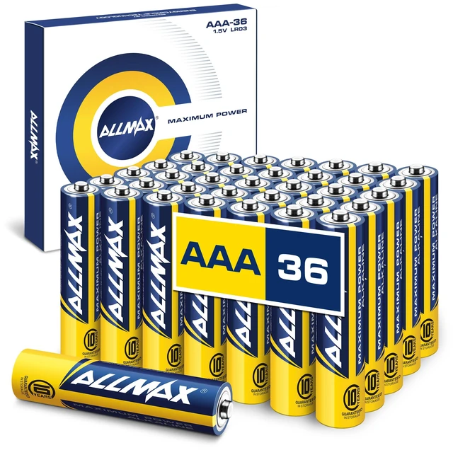 Main image of Allmax AAA Maximum Power Alkaline Batteries (36 Count) 1.5V | Triple A 10-Year Shelf Life Leakproof Design Ultra Long-Lasting Maximum Performance