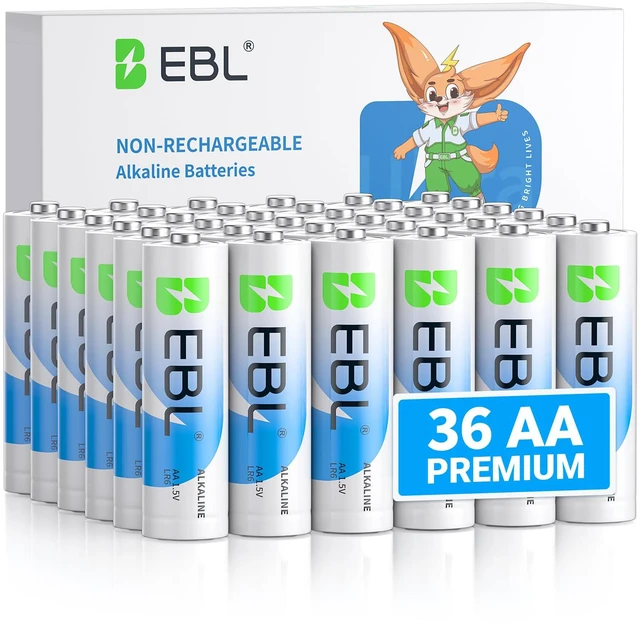 Main image of EBL AA Batteries 36 Pack Alkaline Double A Batteries, 12-Year Shelf Life | Ultra Long-Lasting, Leakproof Design 1.5V AA Battery for Household and Office Devices, Mercury-Free, Leak-Resistant
