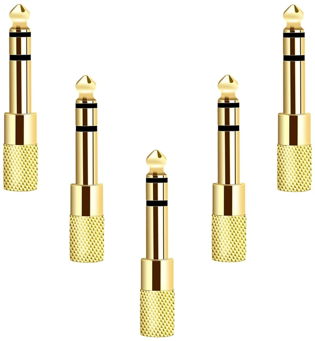 Main image of Valefod [Updated Version 5-Pack Stereo Audio Adapter 6.35mm (1/4 inch) Male to 3.5mm (1/8 inch) Female Headphone Jack