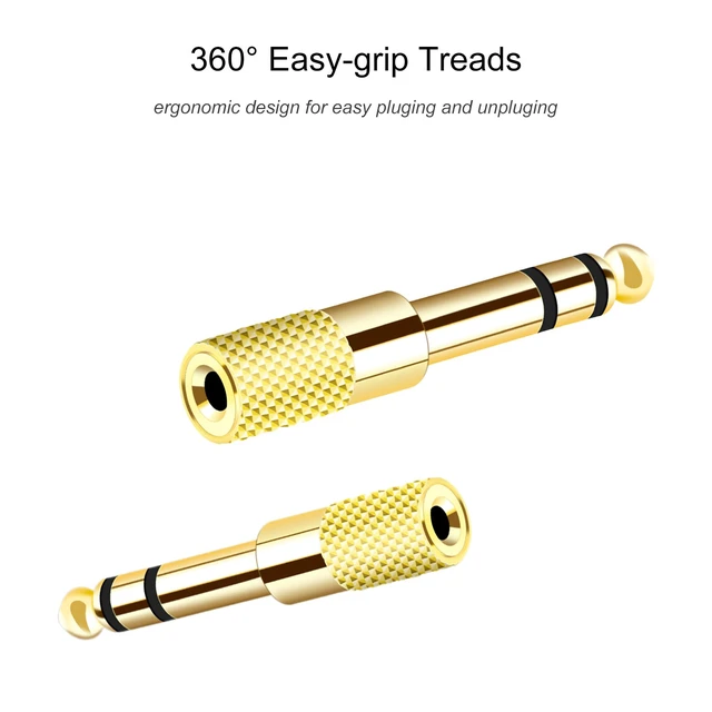Alt view image 3 of 6 - Valefod [Updated Version 5-Pack Stereo Audio Adapter 6.35mm (1/4 inch) Male to 3.5mm (1/8 inch) Female Headphone Jack