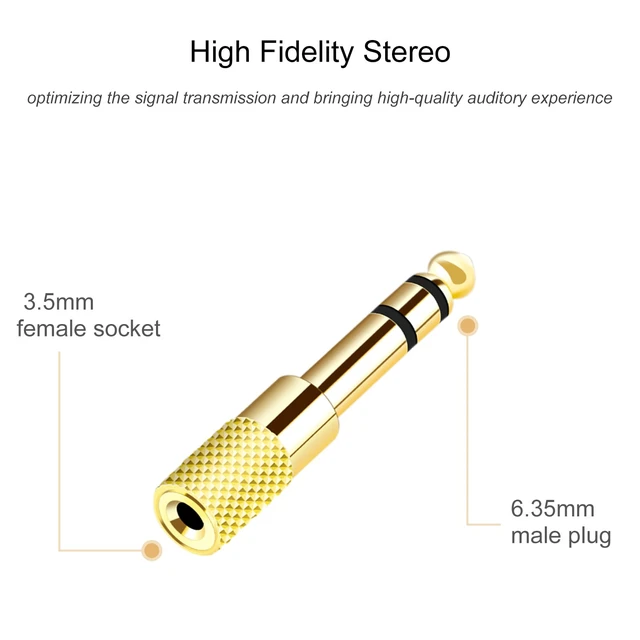Alt view image 4 of 6 - Valefod [Updated Version 5-Pack Stereo Audio Adapter 6.35mm (1/4 inch) Male to 3.5mm (1/8 inch) Female Headphone Jack