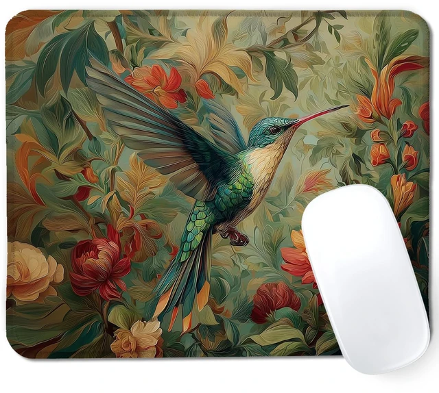 Main image of AEREYGBJYJ William Morris Inspired Hummingbird Floral Mouse Pad,Vintage Rustic Botanical Bird Nature Mouse Pads for Home Office Dorm Computers Laptop Supplies Desk Accessories, 9.5x7.9 Inch