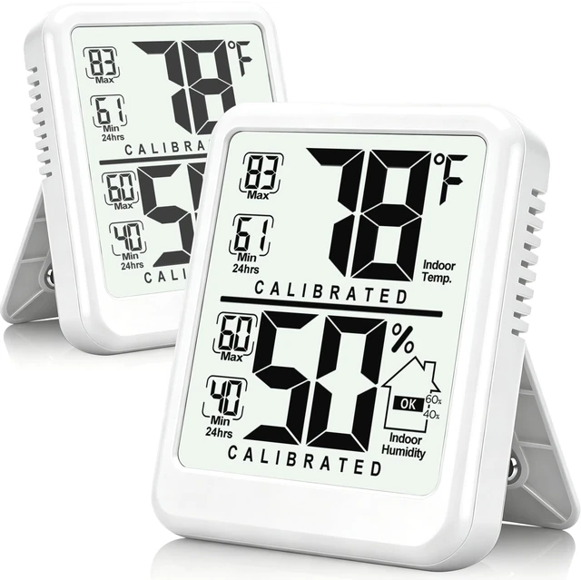 Main image of Antonki 2 Pack Room Thermometer Indoor Hygrometer with Max/Min Record | W/ Battery, 24h Max/Min Record, Accurate Sensor, Fast Refresh, Easy to View, /, Durable Kickstand, Compact, for Home Office