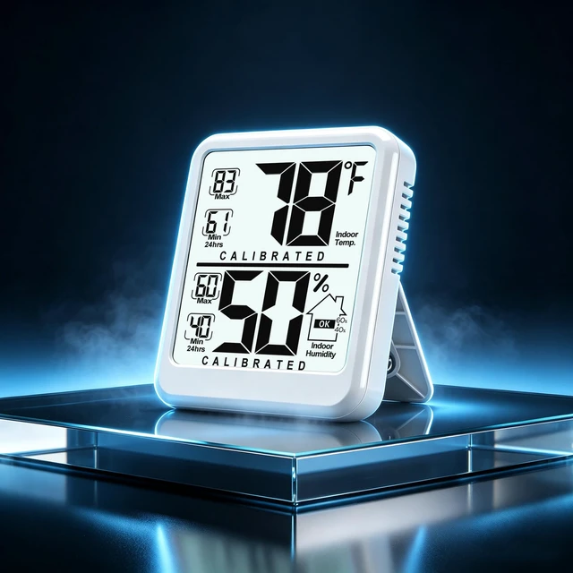 Alt view image 2 of 7 - Antonki 2 Pack Room Thermometer Indoor Hygrometer with Max/Min Record | W/ Battery, 24h Max/Min Record, Accurate Sensor, Fast Refresh, Easy to View, /, Durable Kickstand, Compact, for Home Office