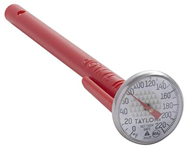 Main image of Taylor Precision Products 3512FS Pocket Test Thermometer | Analog Meat Thermometer with Stainless Steel Stem, NSF Listed, 0 to 220 Degrees F, Pocket Sleeve Included